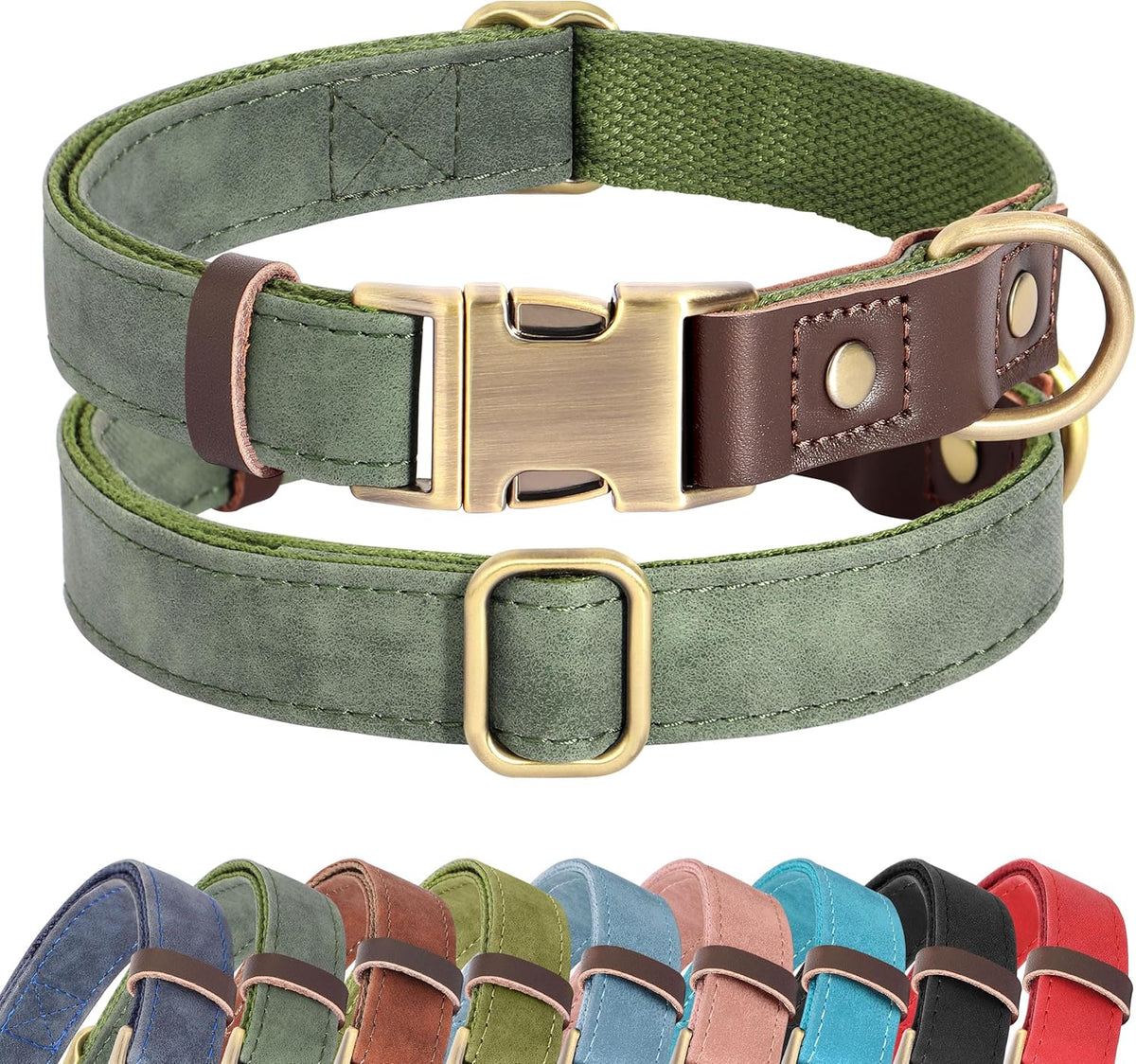 Didog Soft PU Leather Dog Collars for Medium Dogs,Classic Adjustable Dog Collars with Quick Release