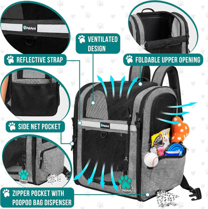 PetAmi Dog Backpack Carrier for Small Large Cat, Pet, Puppies, Ventilated Pet Hiking Backpack