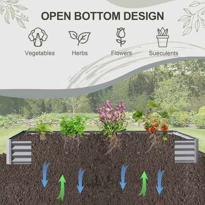 Domi Galvanized Raised Garden Bed, 8x4x1Ft Thickening Metal Planter Box for Vegetables Bottomless