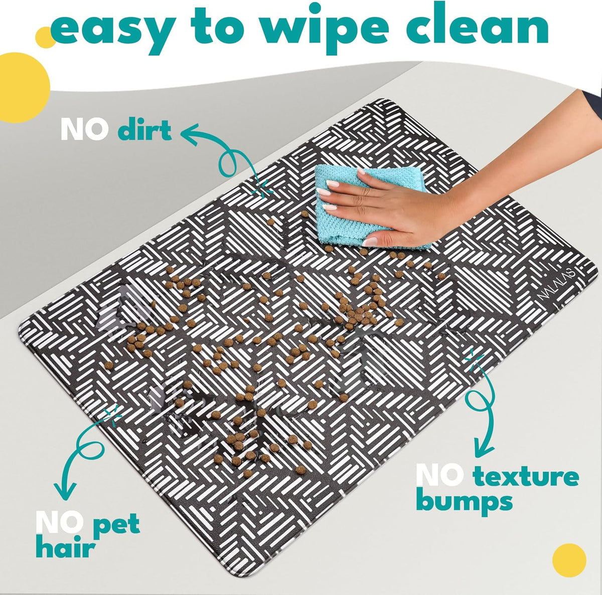 NALALAS Large Dog Mat for Food and Water, Cat Feeding Mat | Large Waterproof Dog Bowl Mat |