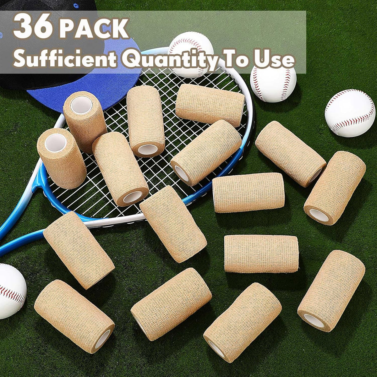 Treela 36 Pcs Self Adherent Bandage 4" X 5 Yard Wrap Breathable Cohesive Bandage Elastic Adhesive