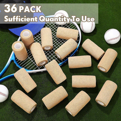 Treela 36 Pcs Self Adherent Bandage 4" X 5 Yard Wrap Breathable Cohesive Bandage Elastic Adhesive
