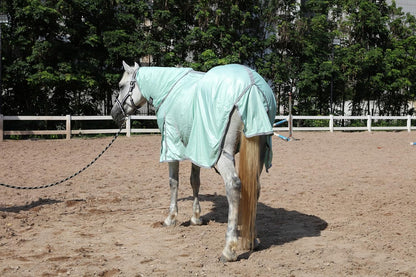 Horse Fly Sheet with Detachable Neck Cover & Belly Wrap, Adjustable Fly Sheet for Horses