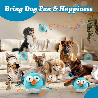 Dog Toys,Rechargeable Crinkle Chew Interactive Squeaky Toy with Jumping Music Moving Ball for Small