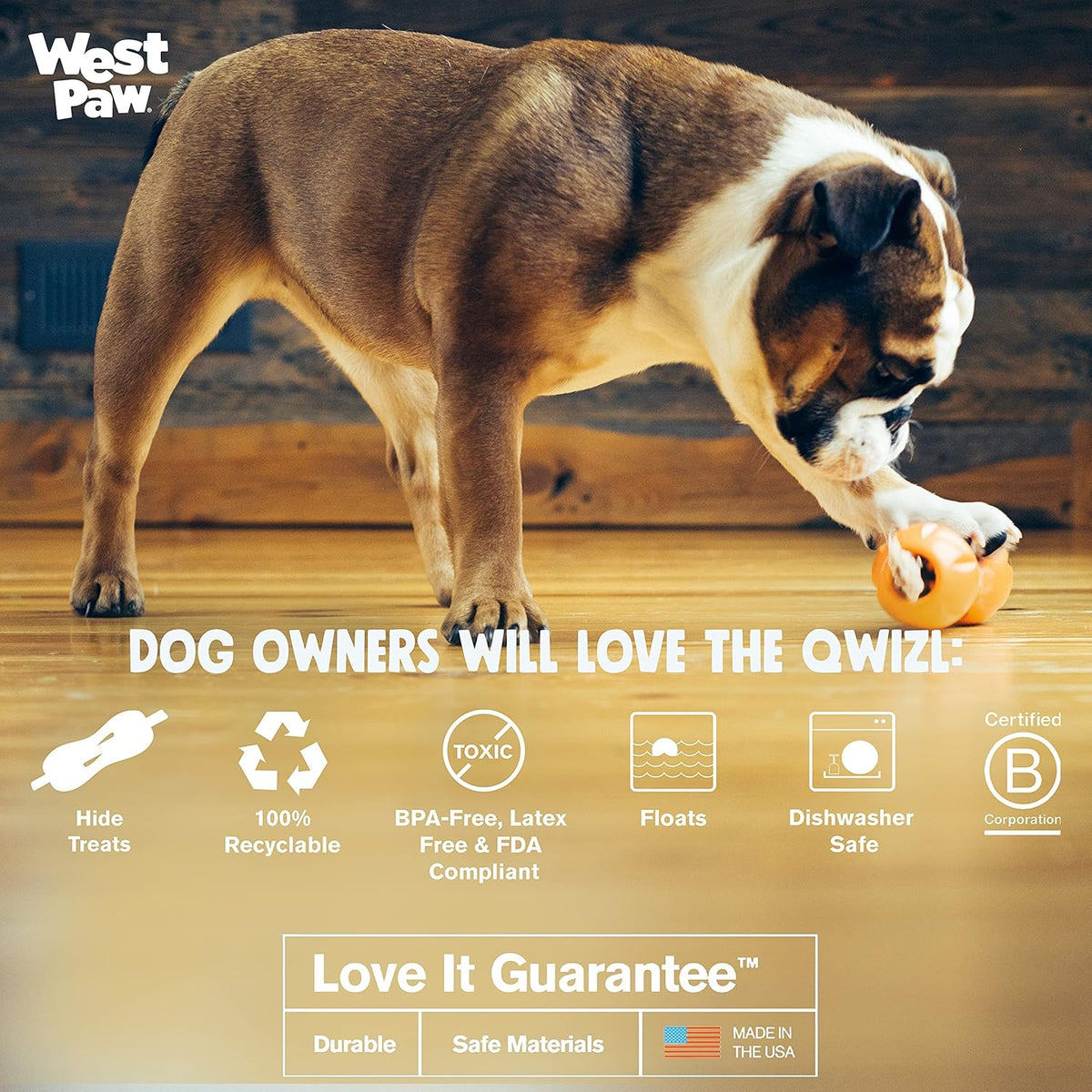 West Paw Zogoflex Qwizl Interactive Treat Dispensing Dog Puzzle Treat Toy for Dogs, Granny Smith
