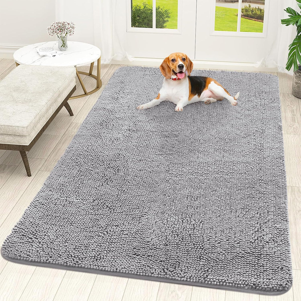 OLANLY Dog Door Mat for Muddy Paws 70x46, Absorbs Moisture and Dirt, Absorbent Non-Slip Washable