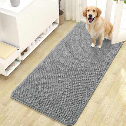 OLANLY Dog Door Mat for Muddy Paws 47x24, Absorbs Moisture and Dirt, Absorbent Non-Slip Washable