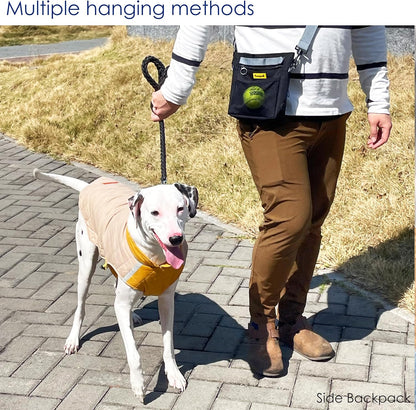 Dog Treat Pouch with Magnetic Closure 4-Cup Silicone Bag Fanny Pack Holder with Clicker 4 Ways to