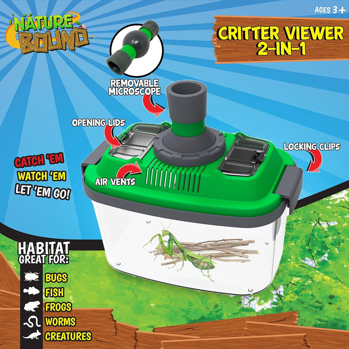 Nature Bound 2-in-1 Habitat with Microscope for Insects and Other Critters, Includes Lid and