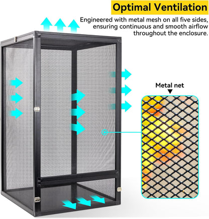 33 Gallon 360° Panoramic Foldable Reptile Terrarium Kit: Crested Gecko Tank and Reptile Cage for