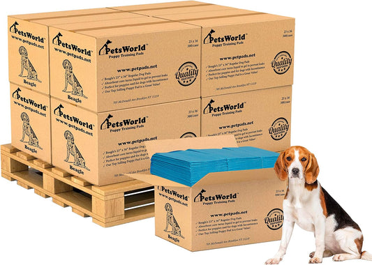 PETSWORLD Puppy Pads, 23x36 Inch, 2400 Count - Puppy Pee Pads for Dogs, Tear Resistant, Economy