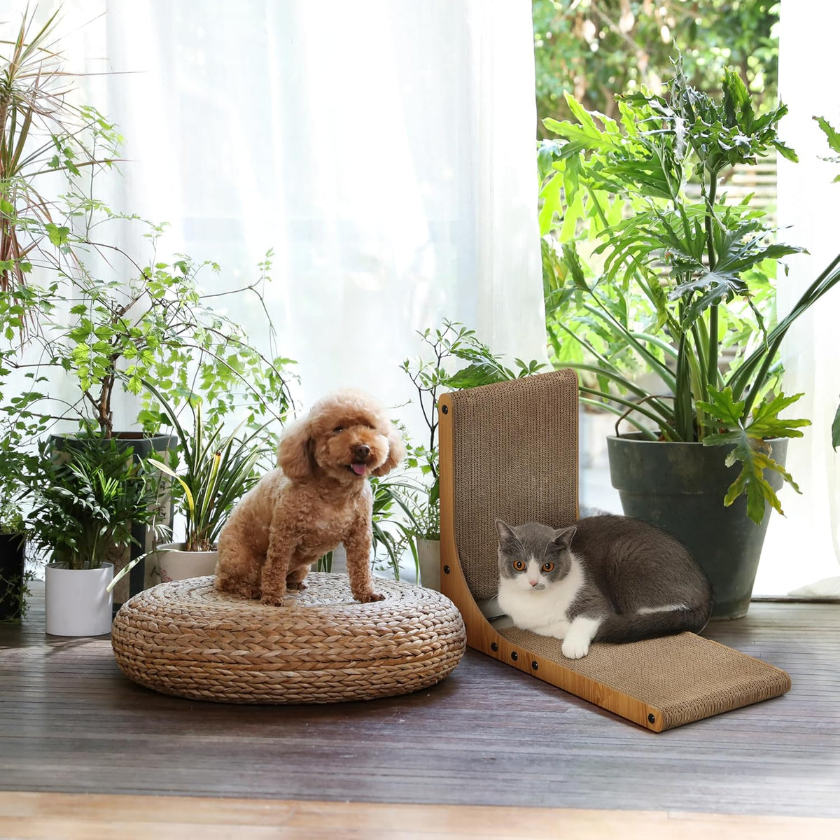 FUKUMARU Cat Scratcher, 18.9 Inch L Shape Cat Scratch Pad, Vertical Cat Scratcher Wall Mounted, Cat