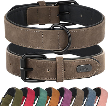 Didog Soft Padded PU Leather Dog Collar, Breathable and Adjustable Dog Collar for Large Dogs
