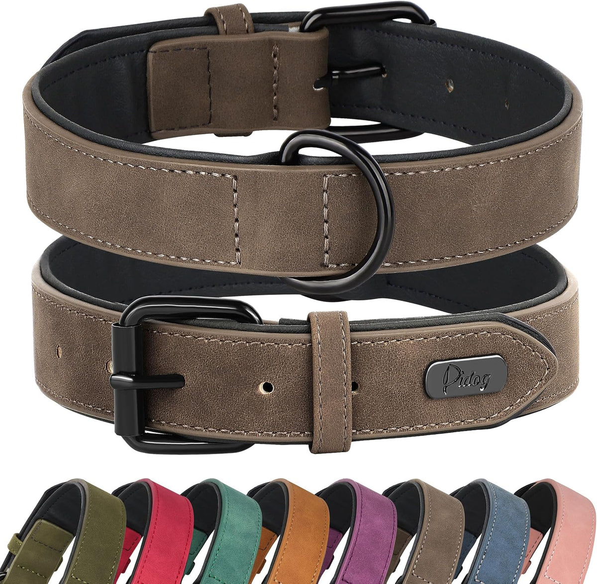 Didog Soft Padded PU Leather Dog Collar, Breathable and Adjustable Dog Collars for Small Dogs