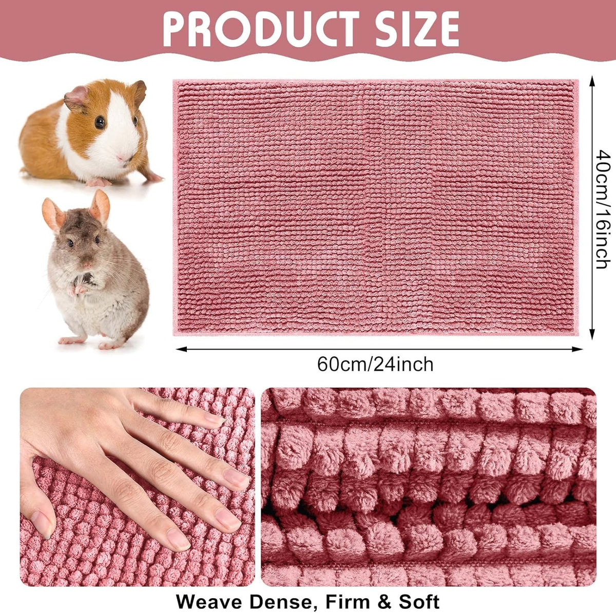Amylove 4 Pcs Guinea Pig Cage Liner Guinea Pig Bedding Washable Fleece Pee Pads Reusable Small