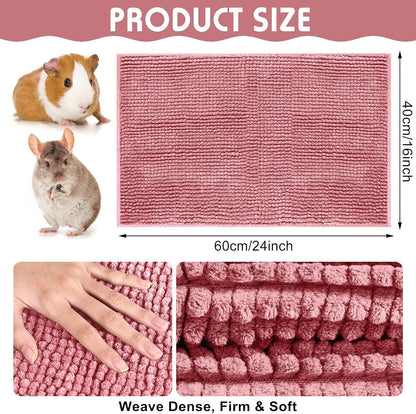 Amylove 4 Pcs Guinea Pig Cage Liner Guinea Pig Bedding Washable Fleece Pee Pads Reusable Small