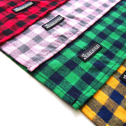Adjustable Plaid Dog Bandanas,1PC Soft Washable Cotton Triangle Bib Kerchief Scarfs for Small