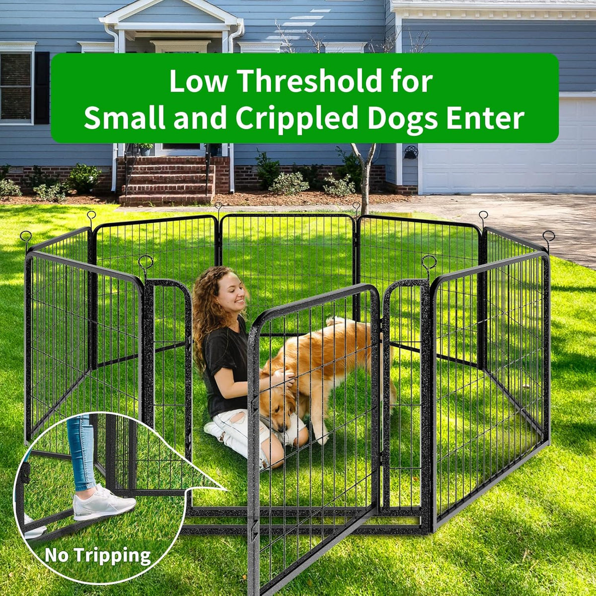 Dog Playpen Outdoor Extra Wide 32 Panels Heavy Duty Dog Fence 32" Height Anti-Rust with Doors