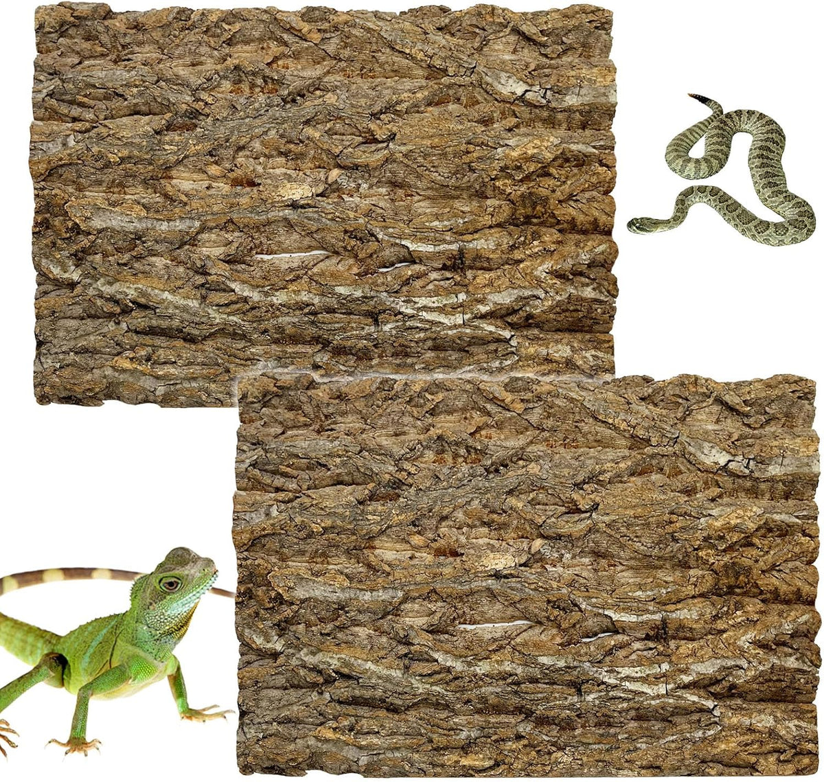 kathson 2PCS 15.7"L x 11.8"W Cork Tile Background Bark Reptile Tank Background Terrarium Backdrop