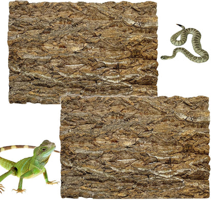 kathson 2PCS 15.7"L x 11.8"W Cork Tile Background Bark Reptile Tank Background Terrarium Backdrop