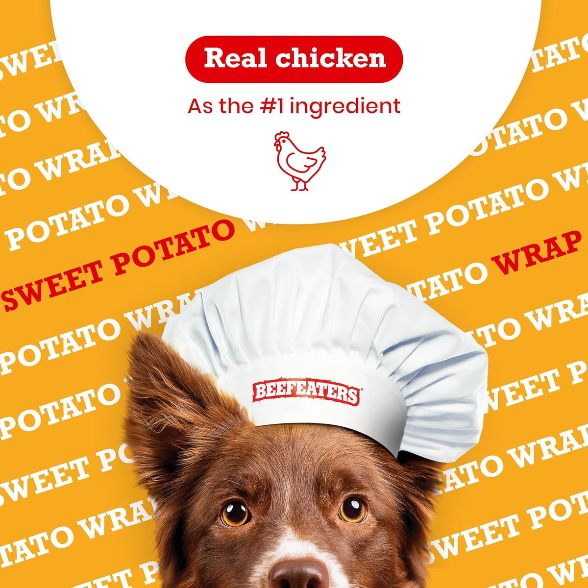 Beefeaters Sweet Potato Wrap with Chicken – Dog Treat. No Corn, Wheat, Soy or Gluten, Low Fat
