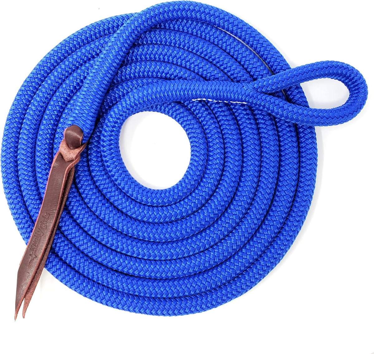Double Braid Polyester Yacht Horse Lead Rope with Loop 12ft. or 14ft. Lengths (Ultra Marine, 14 ft.