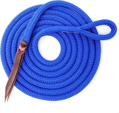 Double Braid Polyester Yacht Horse Lead Rope with Loop 12ft. or 14ft. Lengths (Ultra Marine, 14 ft.