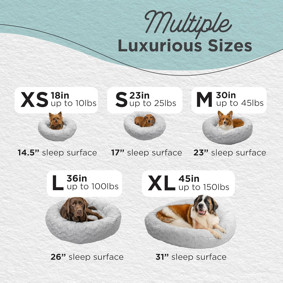 Best Friends by Sheri Original Calming Donut Dog and Cat Bed, Lux Faux Fur, Gray, (23in x 23in)