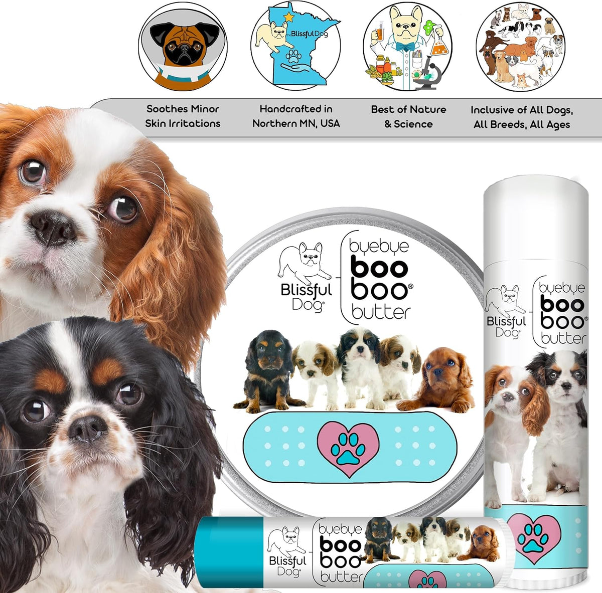 The Blissful Dog .50 oz Tube Cavalier King Charles Spaniel Booboo Butter