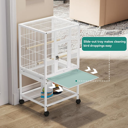 YITAHOME 41 inches Metal Bird Cage for Parakeets: Large Parrot Cages with Tray, Food Boxes, and