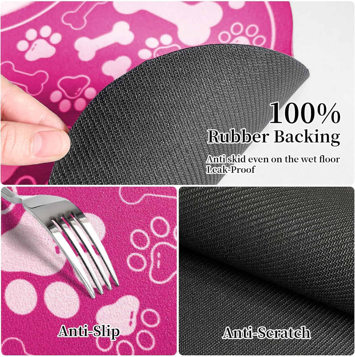 Dog & Cat Food Mat Bone Shaped Pet Feeding Mat Quick Absorb Water Bowl Placemat with Rubber Backing