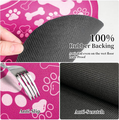 Dog & Cat Food Mat Bone Shaped Pet Feeding Mat Quick Absorb Water Bowl Placemat with Rubber Backing