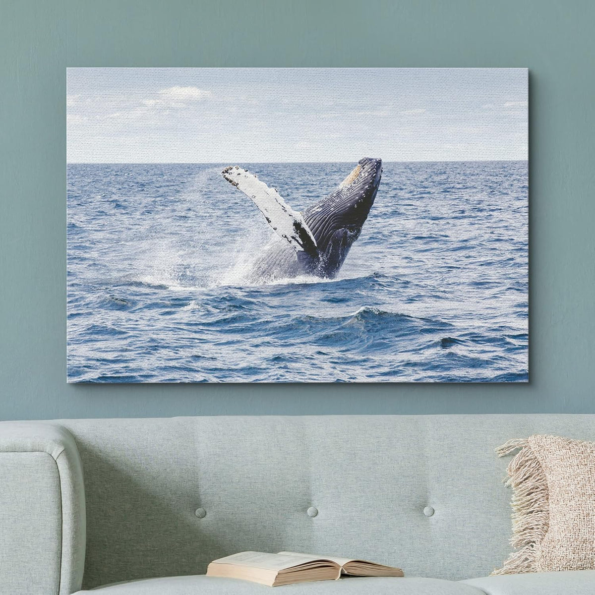wall26 Canvas Print Wall Art Tropical Ocean Sea Water Horizon Blue Whale Nature Animals Photography