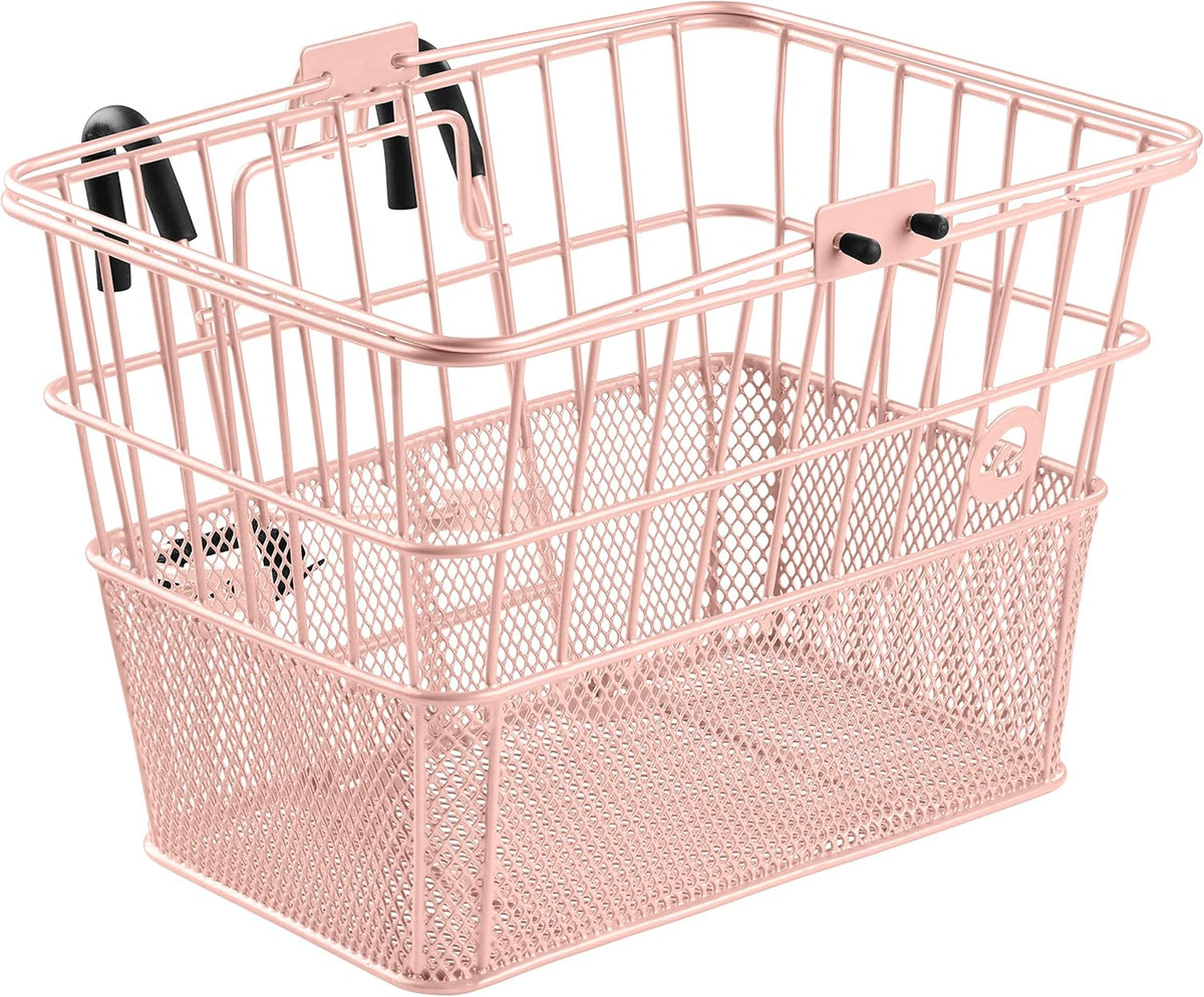 Retrospec Apollo Detachable Front Bike Basket Steel Half-Mesh with Integrated Detachable Hooks and