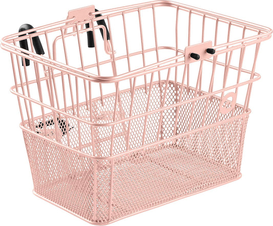 Retrospec Apollo Detachable Front Bike Basket Steel Half-Mesh with Integrated Detachable Hooks and