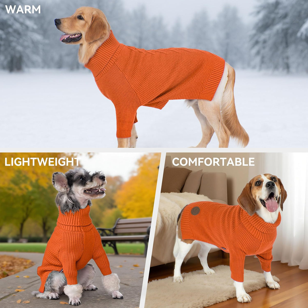 cyeollo 4XL Dog Sweater,Pullover Turtleneck for Large Dogs Classic Knitwear Fall Winter Cold