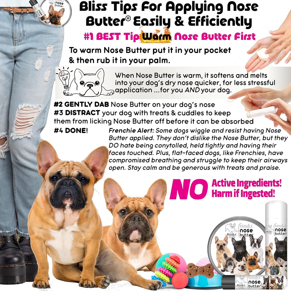 The Blissful Dog Black Masked Fawn French Bulldog Unscented Nose Butter, 0.50-Ounce