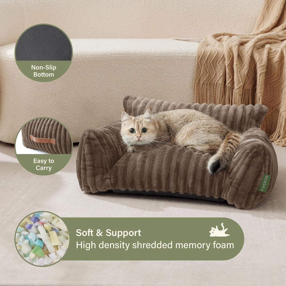 Cute Couch Bed for Pets, Supportive Cat Sofa for Indoor Cats, Small Dog Sofa Bed for Small Dogs