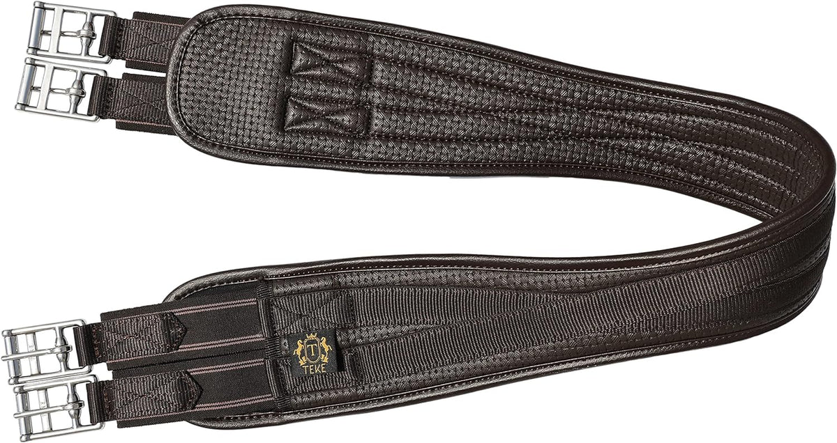 T TEKE Contoured Chafeless Girth for Horses, Airflow Waffle PVC Foam Construction with Double Side