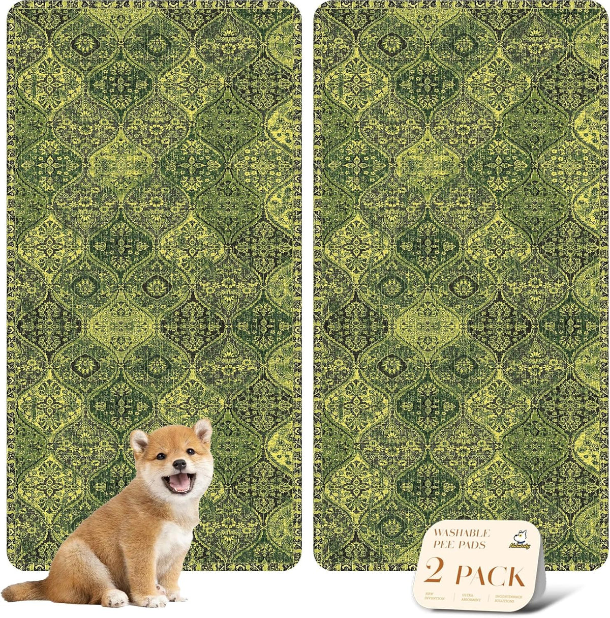 nunubaby Washable Pee Pads for Dogs, Stylish, Non-Slip and Leak-Proof Pee Pads. Reusable Potty Pads