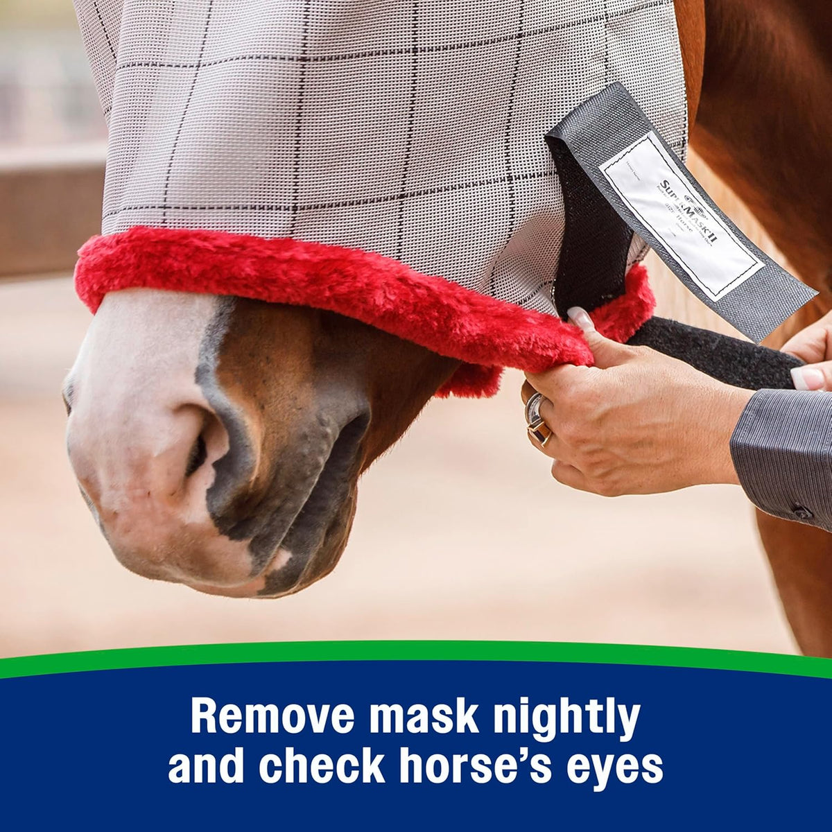Farnam SuperMask II Fly Mask Without Ears for Larger Horses, Full Face Coverage and Eye Protection