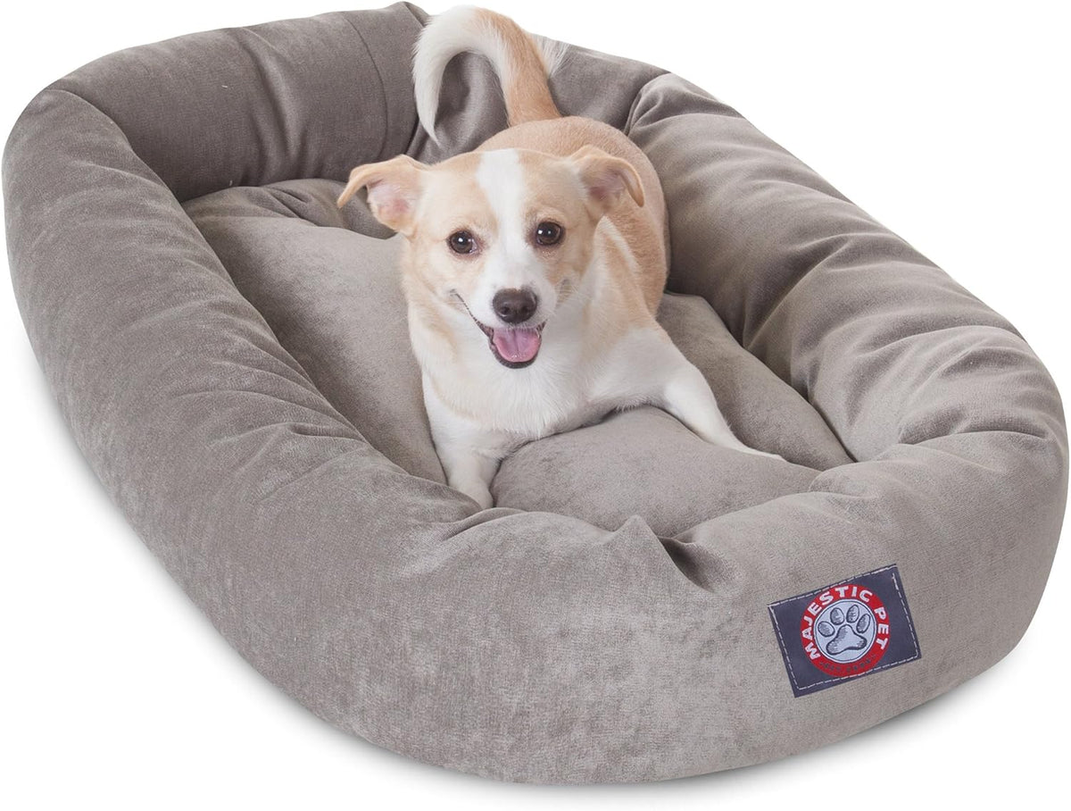 Majestic Pet 32 Inch Micro Velvet Calming Dog Bed Washable 32x23x7 (inch) – Cozy Soft Round Donut