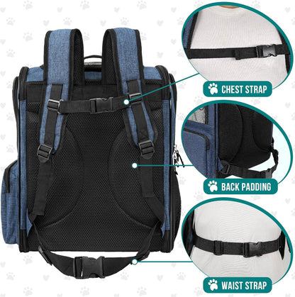 PetAmi Dog Backpack Carrier for Small Large Cat, Pet, Puppies, Ventilated Pet Hiking Backpack
