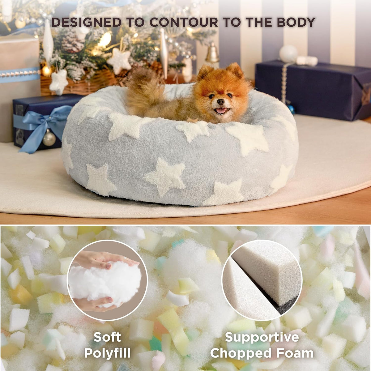 LE SURE Donut Small Dog Bed - Round Cat Beds for Indoor Cats Anti-Anxiety Calming Pet Beds