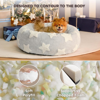 LE SURE Donut Small Dog Bed - Round Cat Beds for Indoor Cats Anti-Anxiety Calming Pet Beds