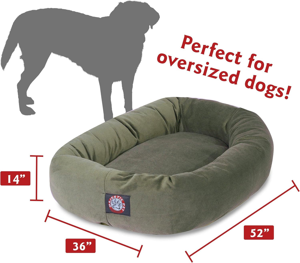 Majestic Pet Villa 40 Inch Shredded Memory Foam Dog Bed for Large Sized Dogs 40x29x9