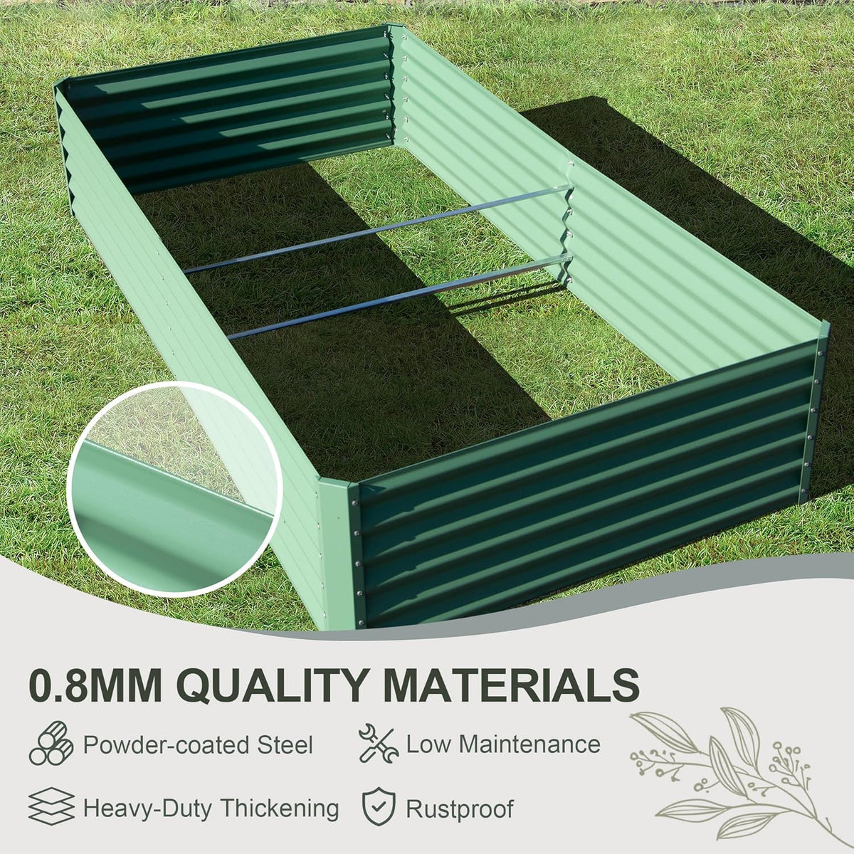 Domi Raised Garden Beds Outdoor, 8x4x1.5Ft Thickening Tall Metal Rectangular Deep Root Box Planter