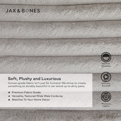 Jax & Bones Dog Napper - Luna Grey Machine Washable Bed for Dogs - Extra Heavy Duty Bolstered Sides