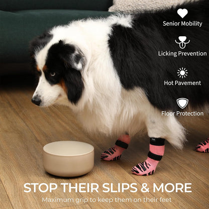 DOK TigerToes Premium Non-Slip Dog Socks for Hardwood Floors - Extra-Thick Grip That Works Even