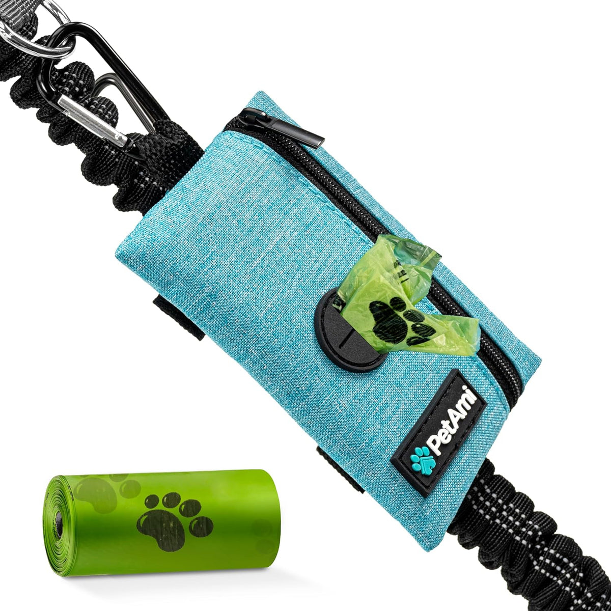 PetAmi Dog Poop Bag Holder for Leash, Dog Waste Bag Dispenser with Clip, Doggy Walking Accessories